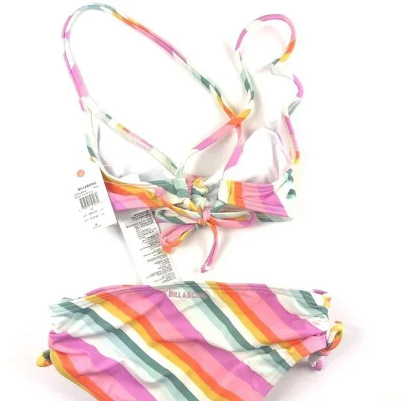 Billabong Girl’s Magic Hour Striped Two Piece Bikini Set Size 10